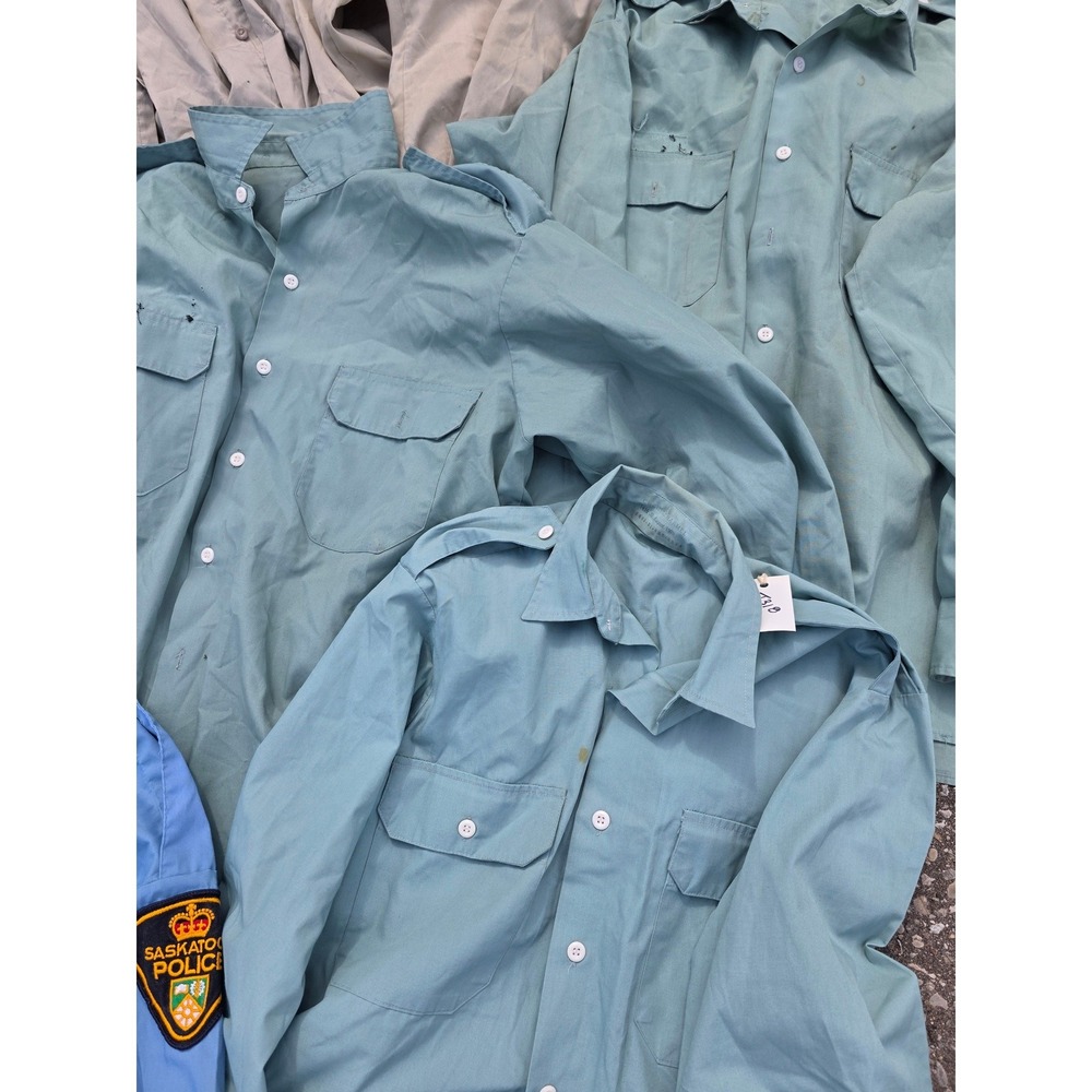 Vintage Lot 18 Canadian Military Work Shirts M-L Blue Tan Green RCMP Saskatoon - Picture 7 of 10
